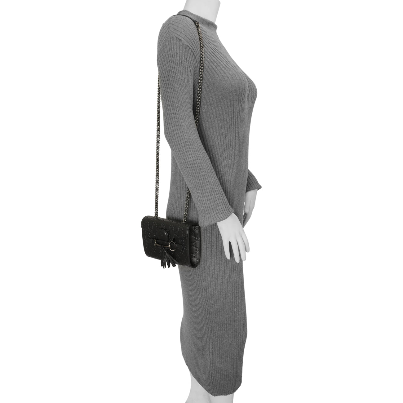 Exclusive Gucci Black Guccissima Mini Emily Shoulder Bag — Alternate View 8