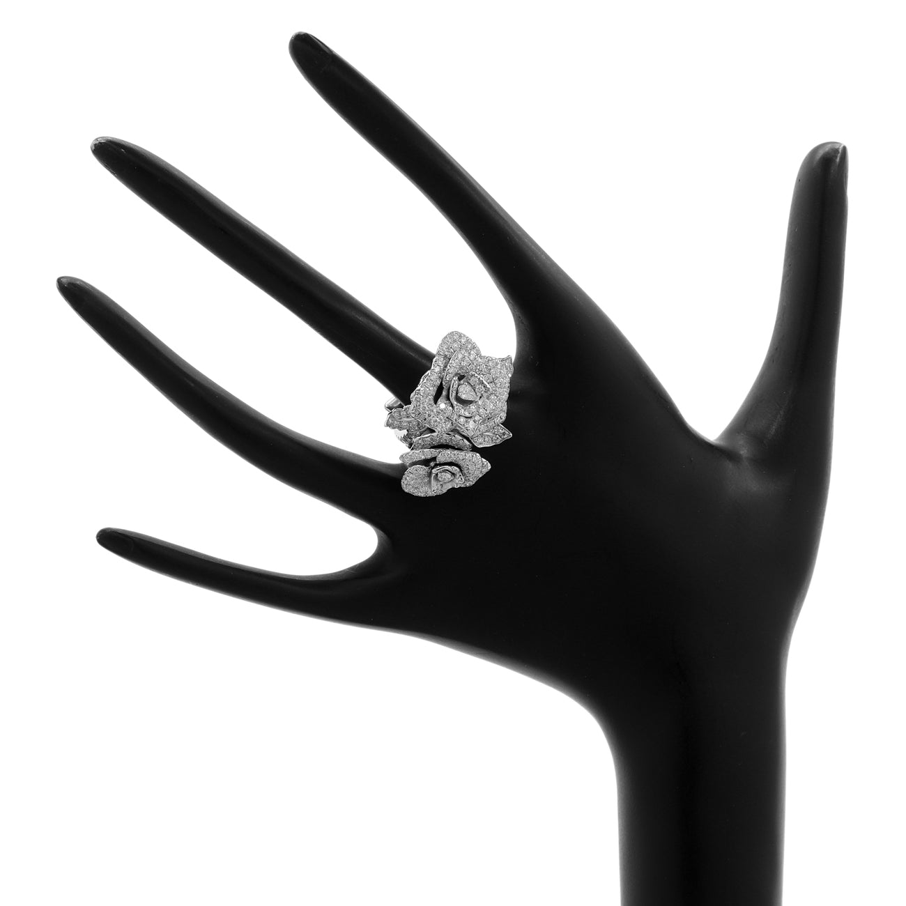Exclusive 18K White Gold 4.02 Carat Diamond Rose Blossom Ring — 4.0 — Top View