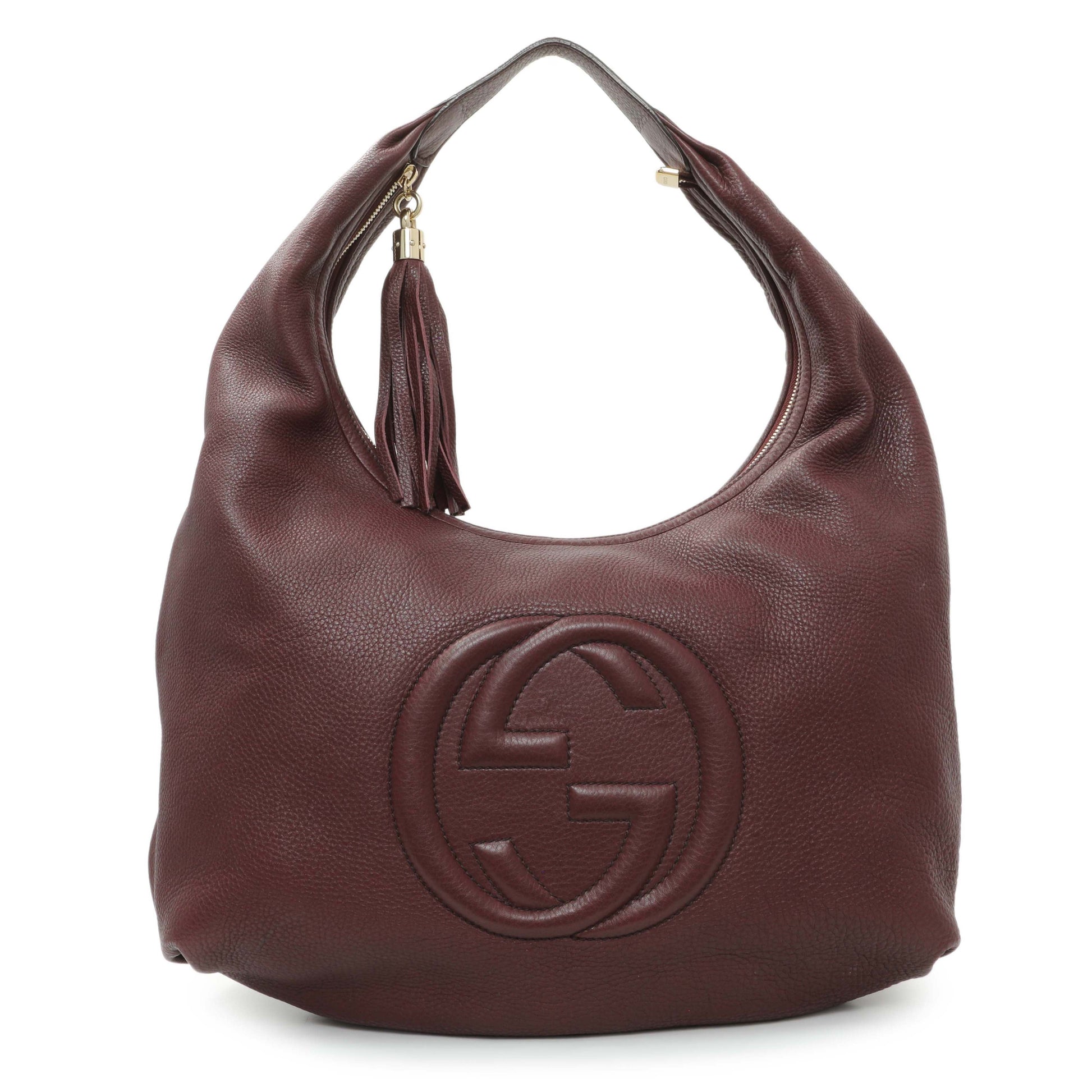 Exclusive Gucci Scarlatto Pebbled Leather Soho Shoulder Bag — Front View