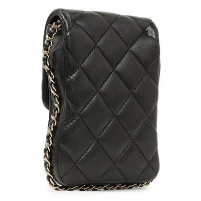Exclusive Chanel Black Quilted Lambskin My Precious Phone Case Flap Bag — Back View