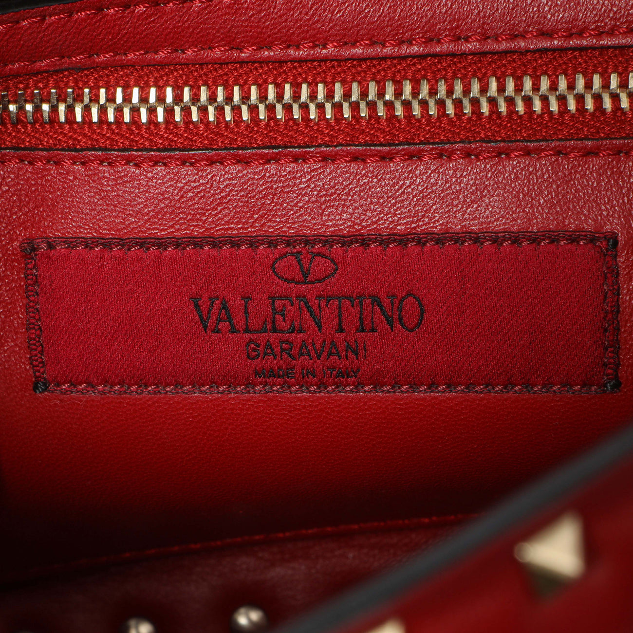 Exclusive Valentino Red Lambskin Medium Rockstud Spike Shoulder Bag — Detail View