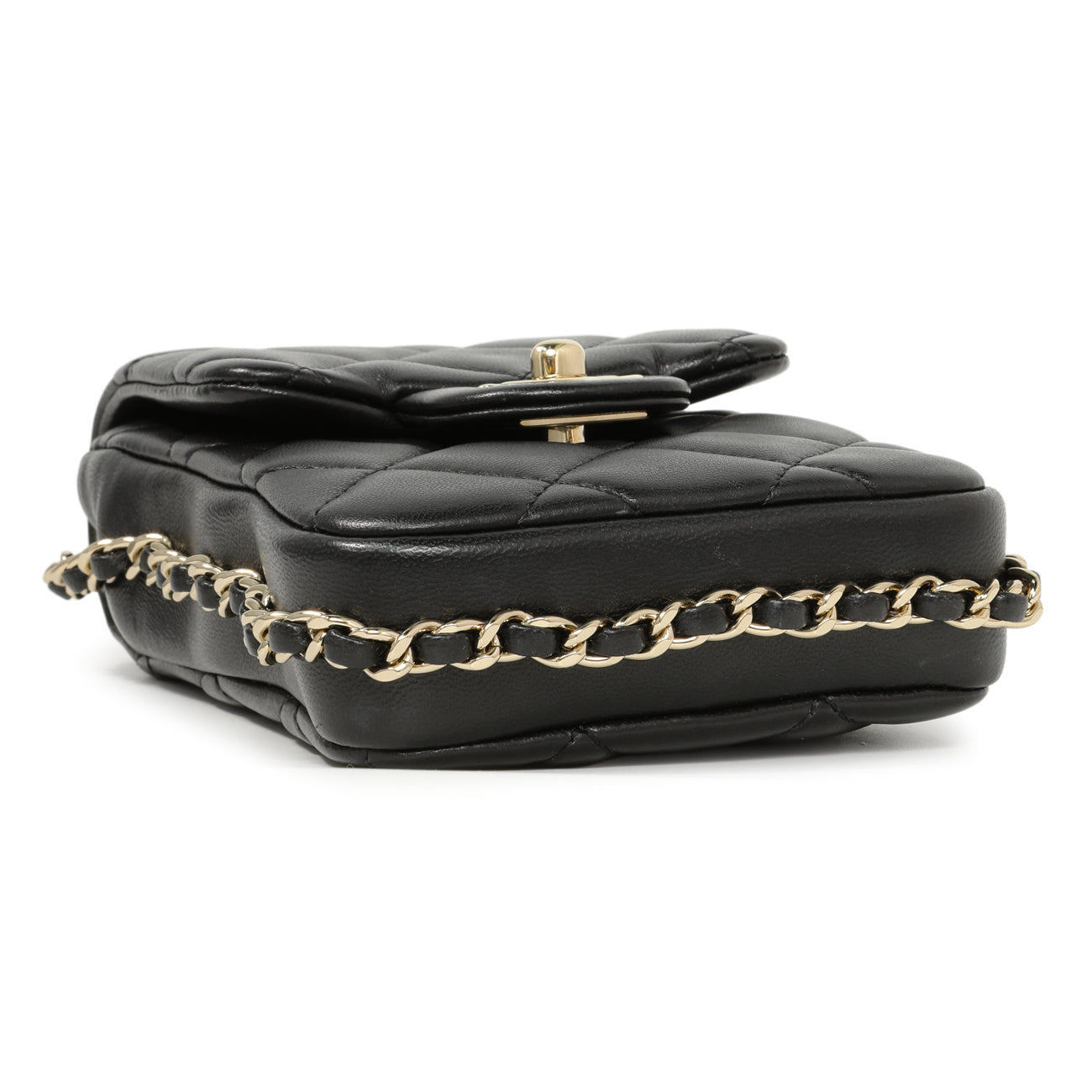 Exclusive Chanel Black Quilted Lambskin My Precious Phone Case Flap Bag — Top View