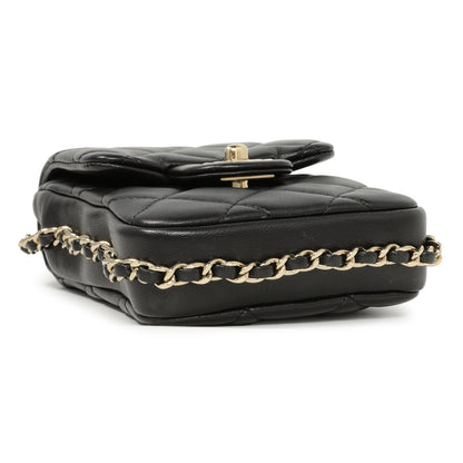 Exclusive Chanel Black Quilted Lambskin My Precious Phone Case Flap Bag — Top View