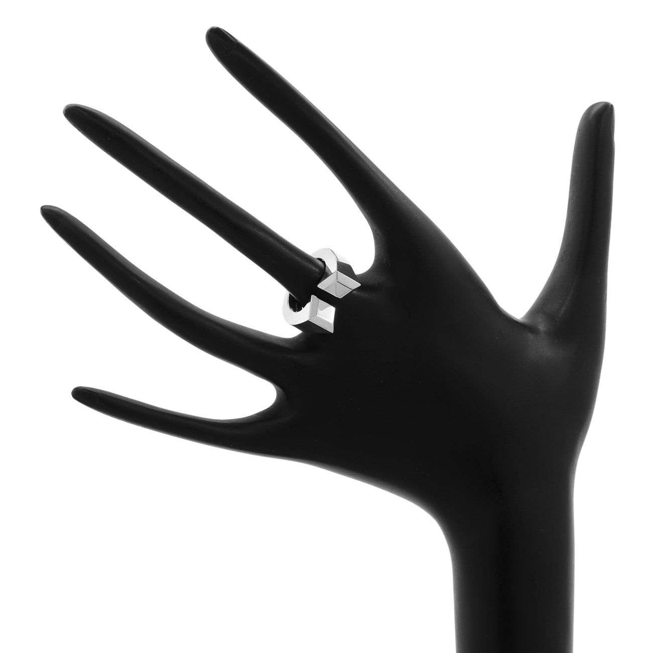 Exclusive Hermes Sterling Silver Large Clou de Forge Ring — Back View
