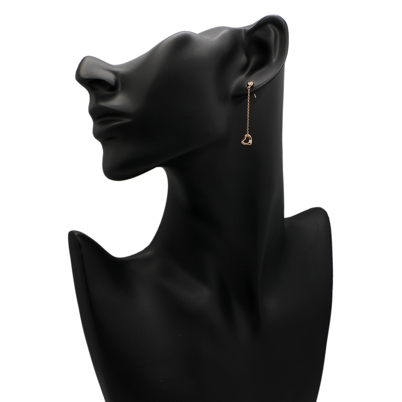 Exclusive Tiffany & Co. 18K Rose Gold Diamonds by the Yard Open Heart Earrings — Back View