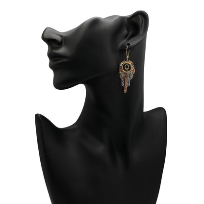 Exclusive 14K Tri-Tone Fringe Drop Earrings — Back View