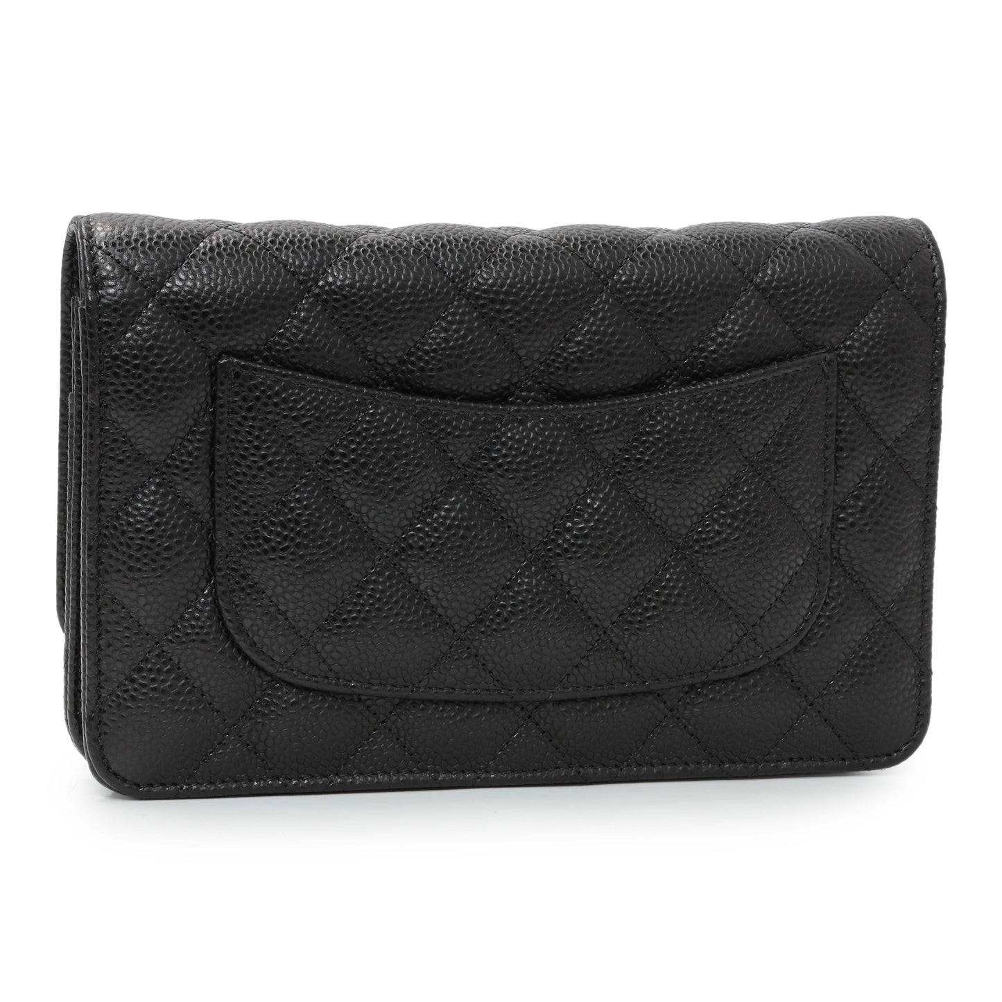 Exclusive Chanel Black Quilted Caviar Wallet On Chain WOC — Side View