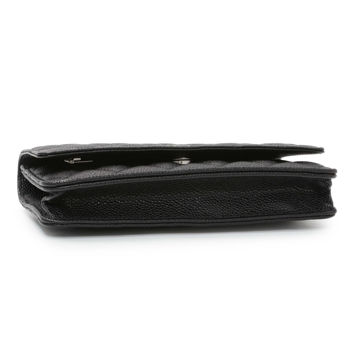 Exclusive Chanel Black Quilted Caviar Wallet On Chain WOC — Back View