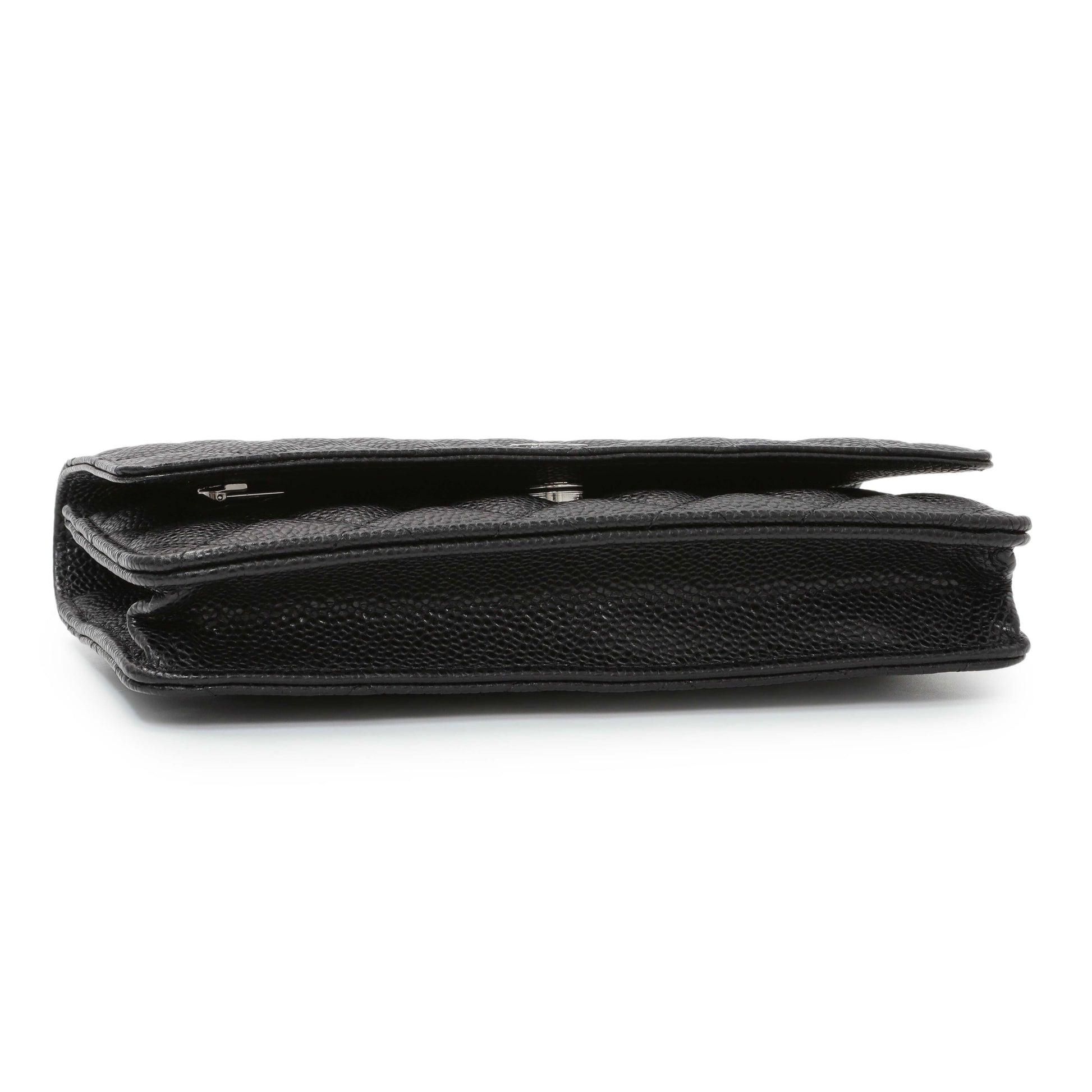 Exclusive Chanel Black Quilted Caviar Wallet On Chain WOC — Back View
