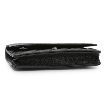 Exclusive Chanel Black Quilted Caviar Wallet On Chain WOC — Back View