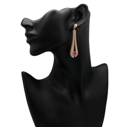 Exclusive 14K Rose Gold 3.22 Carat Pink Sapphire Earrings — Back View
