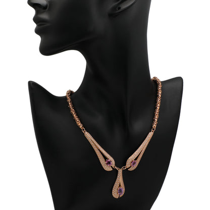 Exclusive 14K Rose Gold 6.18 Carat Pink Sapphire Necklace — Back View