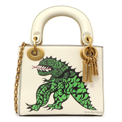 Exclusive Christian Dior White Calfskin Niki De Saint Phalle Mini Supple Lady Dior — Front View
