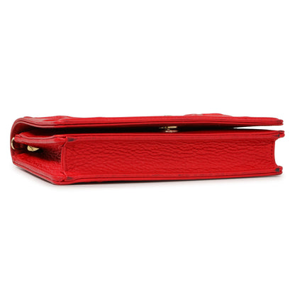 Exclusive Christian Dior Red Calfskin Diorama Wallet On Chain — Back View