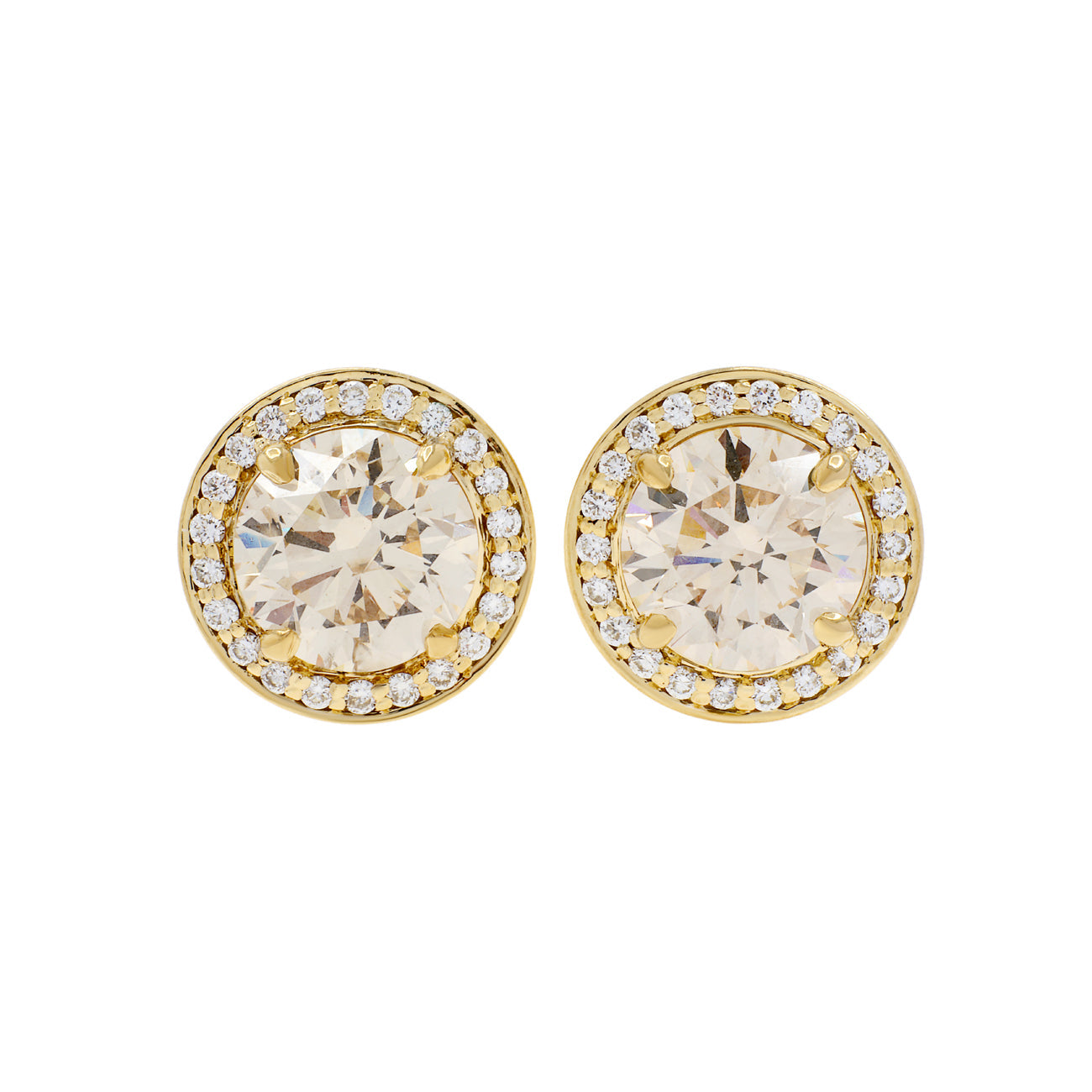 Exclusive 18K Yellow Gold 4.36 Carat Diamond Earrings — Front View