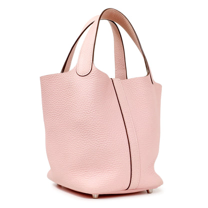 Exclusive Hermes Rose Sakura Taurillon Clemence Picotin Lock 18 — Side View