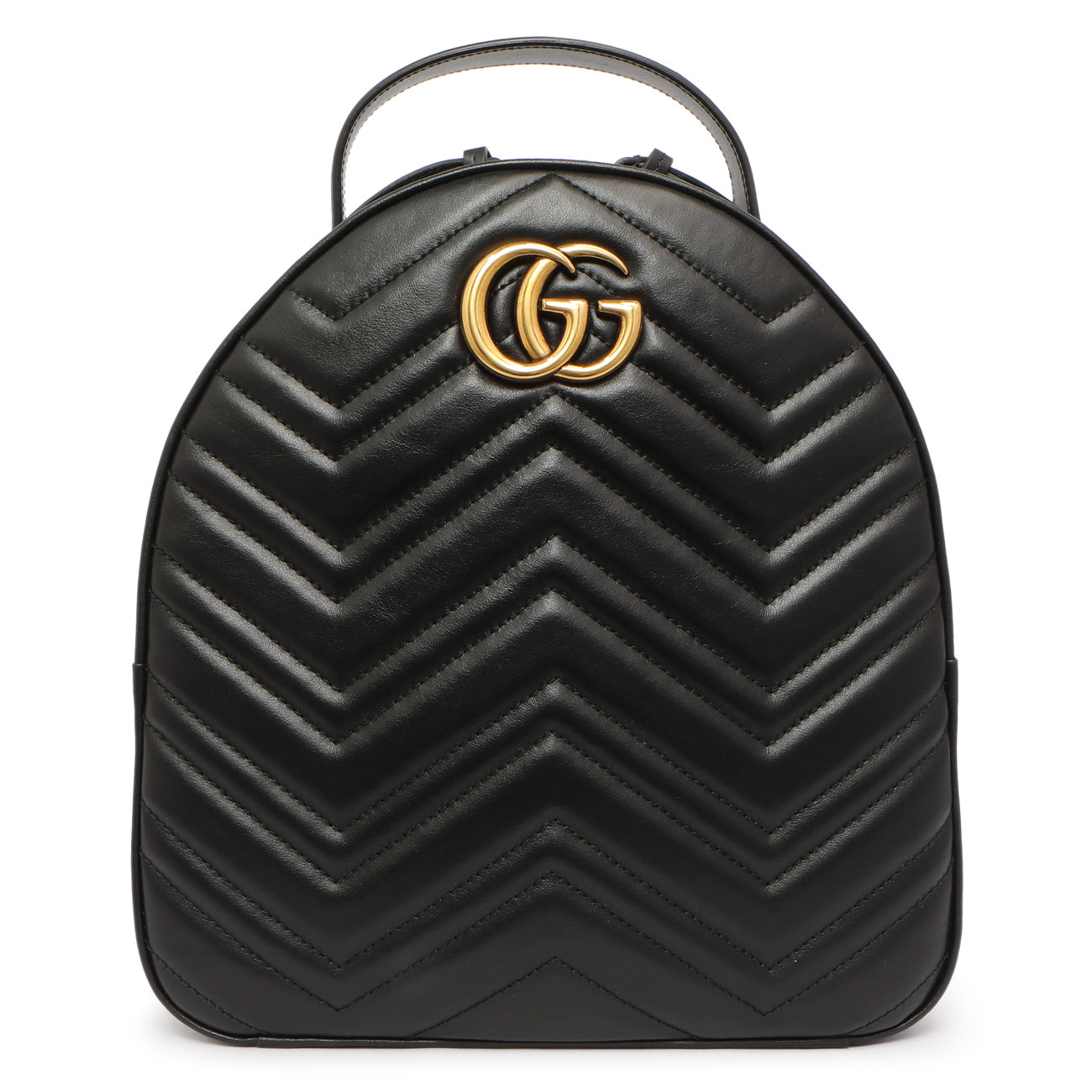 Exclusive Gucci Black Calfskin Matelasse GG Marmont Backpack — Front View