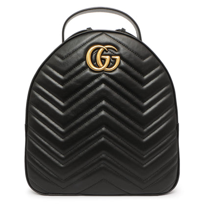 Exclusive Gucci Black Calfskin Matelasse GG Marmont Backpack — Front View