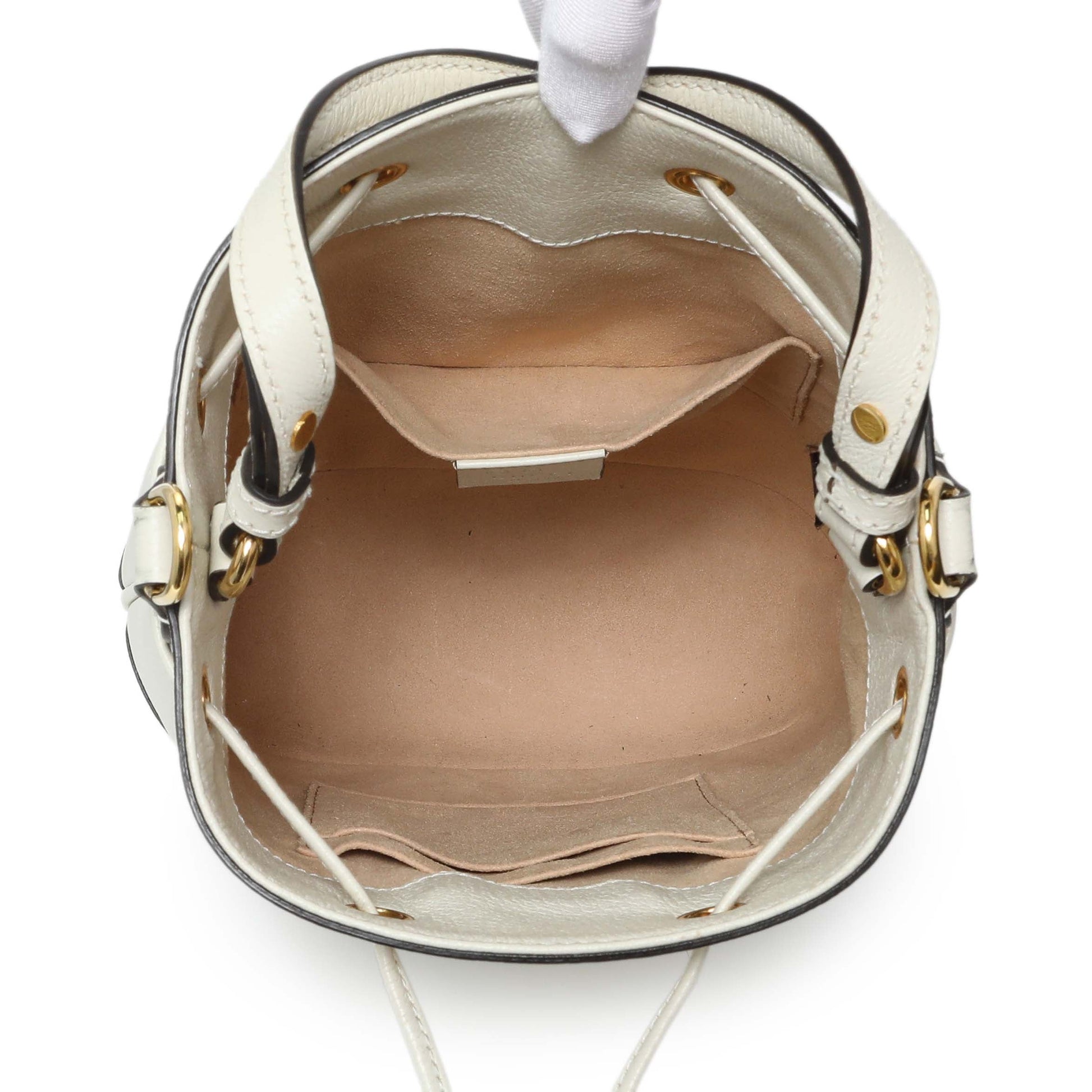Exclusive Gucci Glazed textured Calfskin Web Small Ophidia Bucket Bag — Top View