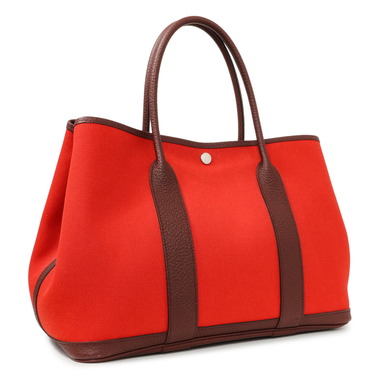 Exclusive Hermes Red Burgundy Toile Negonda Garden Party 36 — Side View