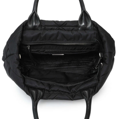 Exclusive Prada Black Re-Nylon Padded Double Handled Zip Tote — Top View