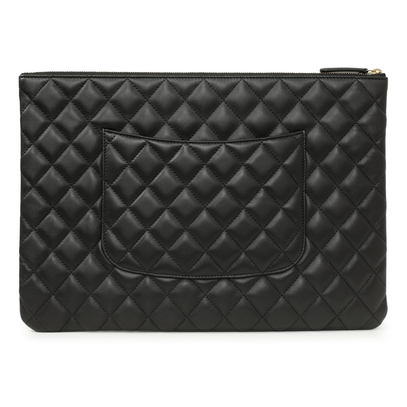 Exclusive Chanel Black Quilted Lambskin Large Cosmetic Case — Side View