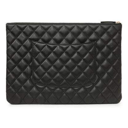Exclusive Chanel Black Quilted Lambskin Large Cosmetic Case — Side View