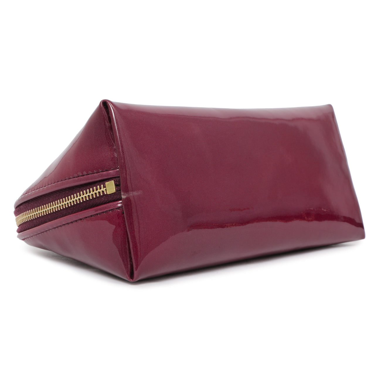 Exclusive Saint Laurent Purple Patent Y-Mail Cosmetic Case — Back View