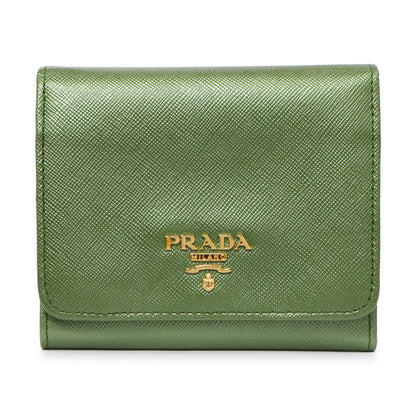 Exclusive Prada Saffiano Tri-Fold Compact Wallet — Front View