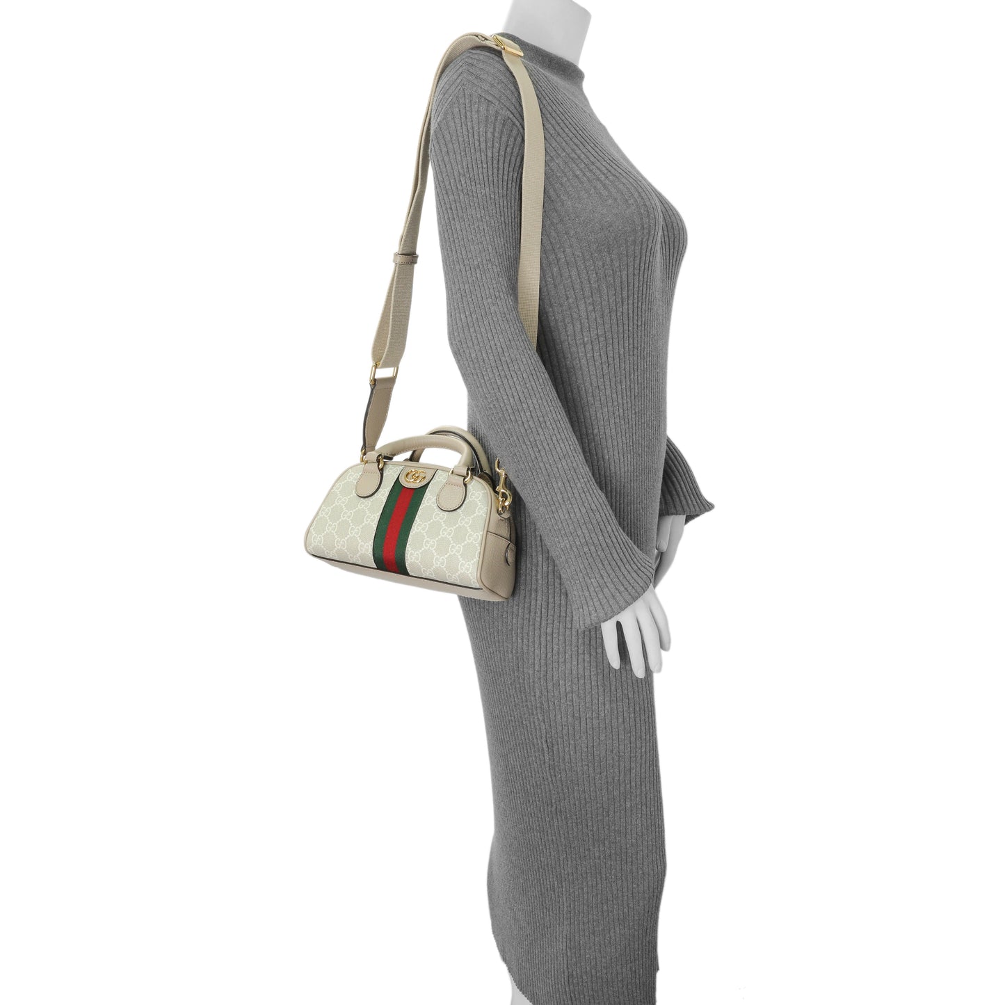 Exclusive Gucci Supreme Monogram Dollar Calfskin Web Mini Ophidia Top Handle Bowler Bag — Alternate View 7