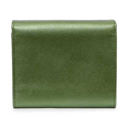 Exclusive Prada Saffiano Tri-Fold Compact Wallet — Side View