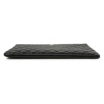 Exclusive Chanel Black Quilted Lambskin Large Cosmetic Case — Back View