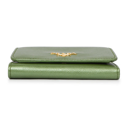 Exclusive Prada Saffiano Tri-Fold Compact Wallet — Back View