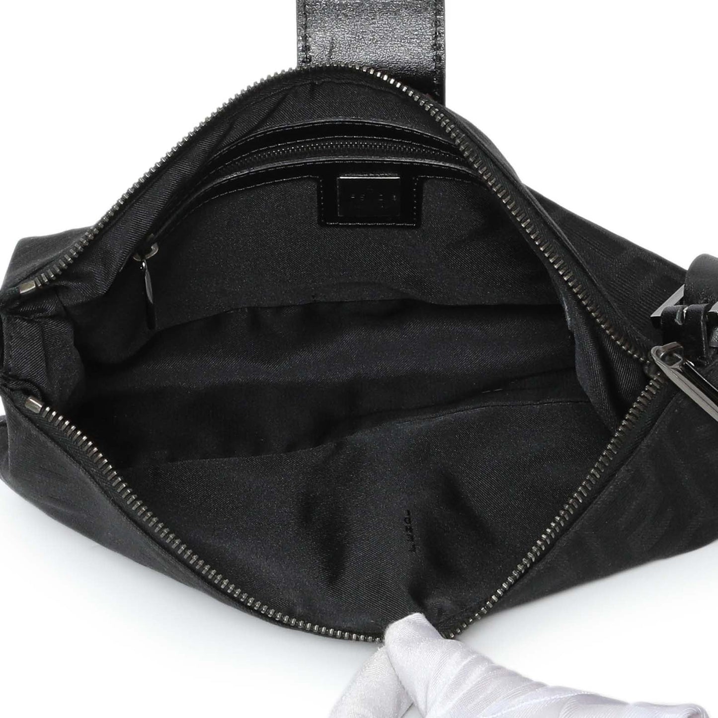 Exclusive Fendi Black Zucchino Canvas Bagette Shoulder — Top View