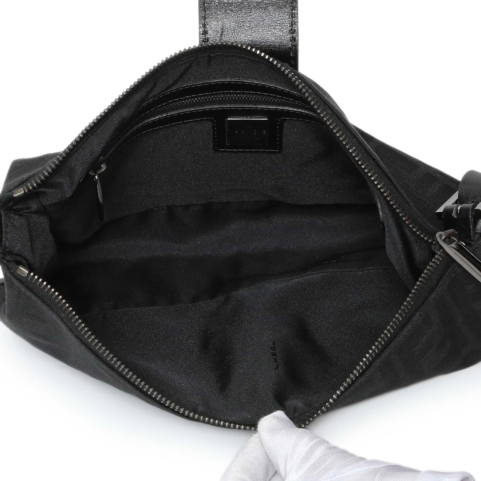 Exclusive Fendi Black Zucchino Canvas Bagette Shoulder — Top View