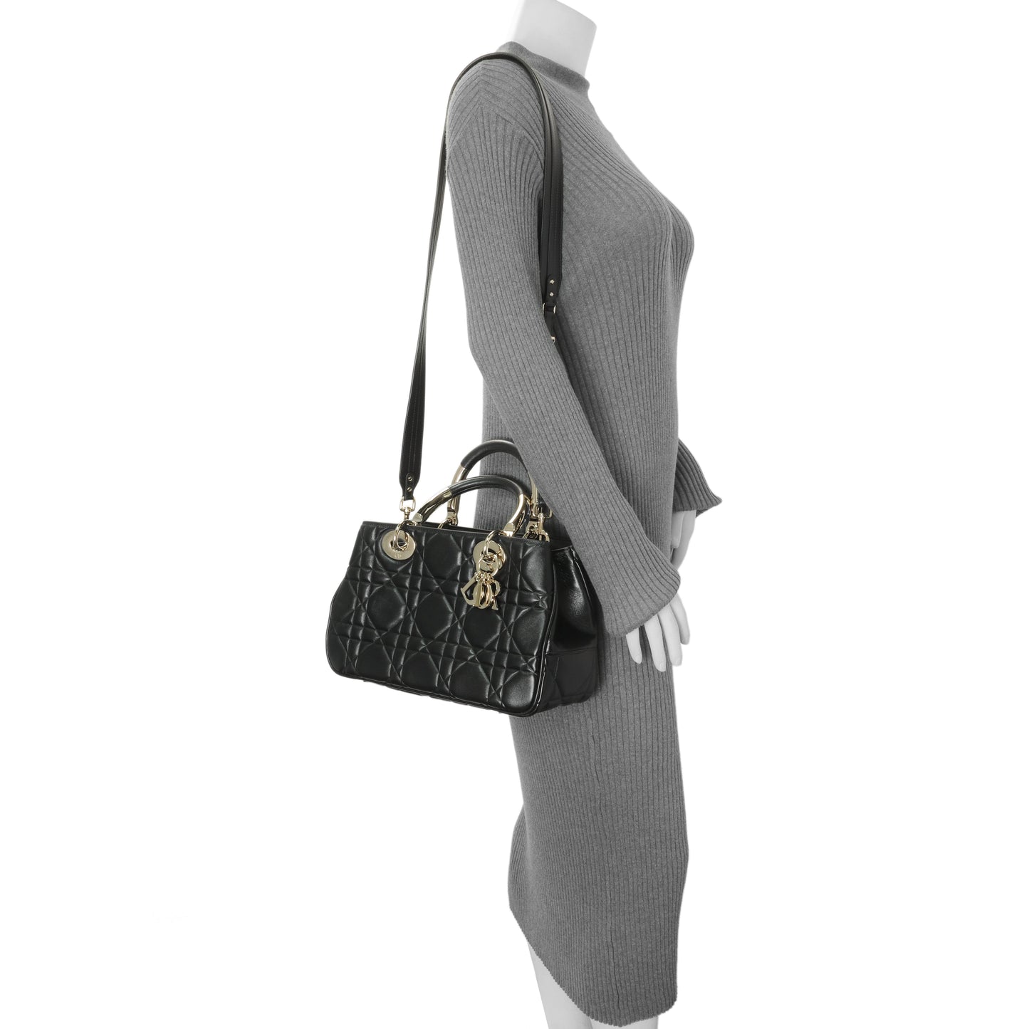 Exclusive Christian Dior Black Calfskin Cannage Medium The Lady 95.22 — Alternate View 7