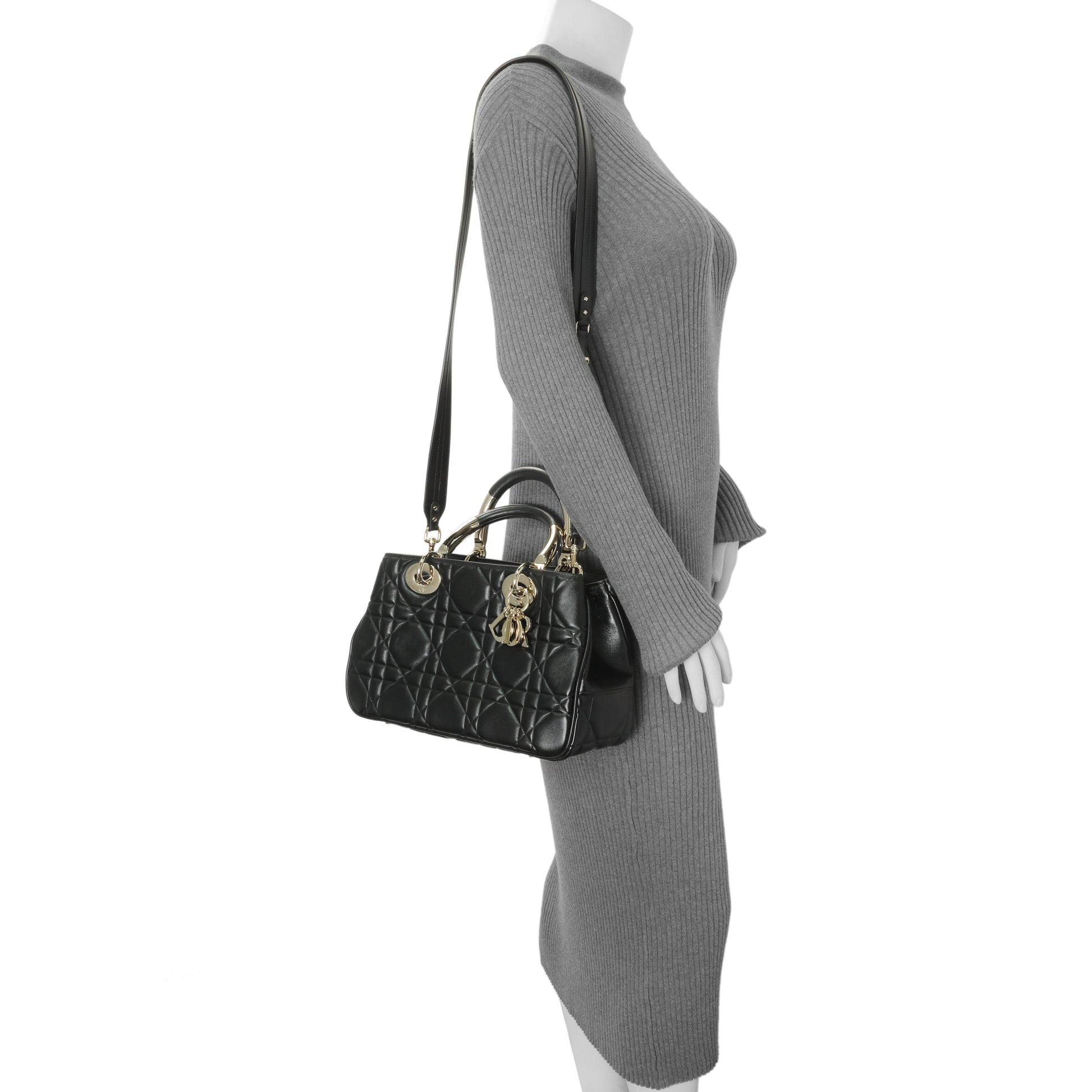 Exclusive Christian Dior Black Calfskin Cannage Medium The Lady 95.22 — Alternate View 7