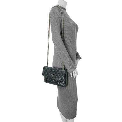 Exclusive Chanel Teal Glazed Calfskin Crossbody Flap — Alternate View 13