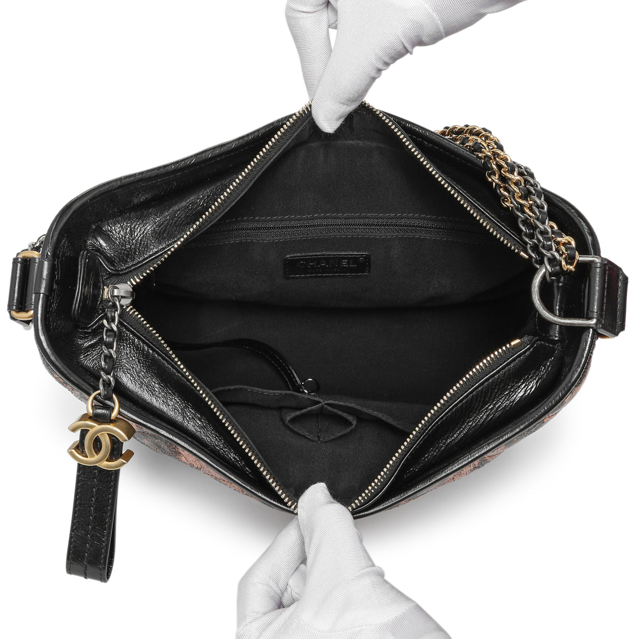 Exclusive Chanel Metallic Crumpled Goatskin Quilted Medium Gabrielle Hobo — Top View