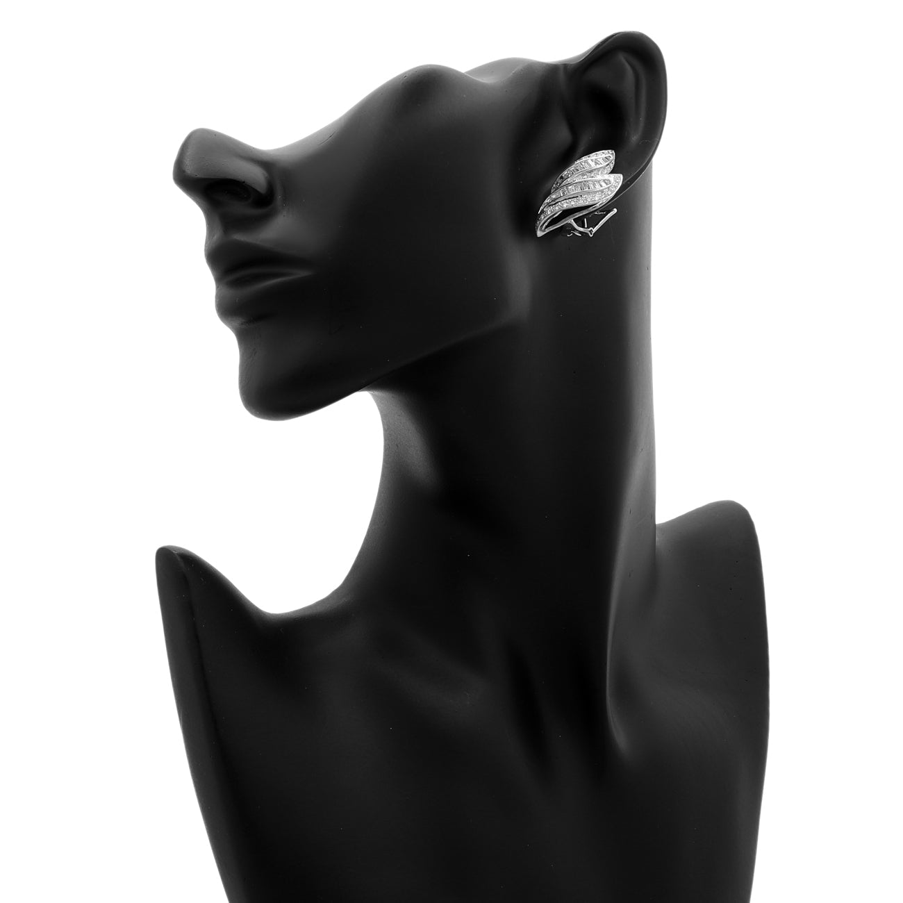 Exclusive 18K White Gold 3.22 Carat Diamond Earring — Back View