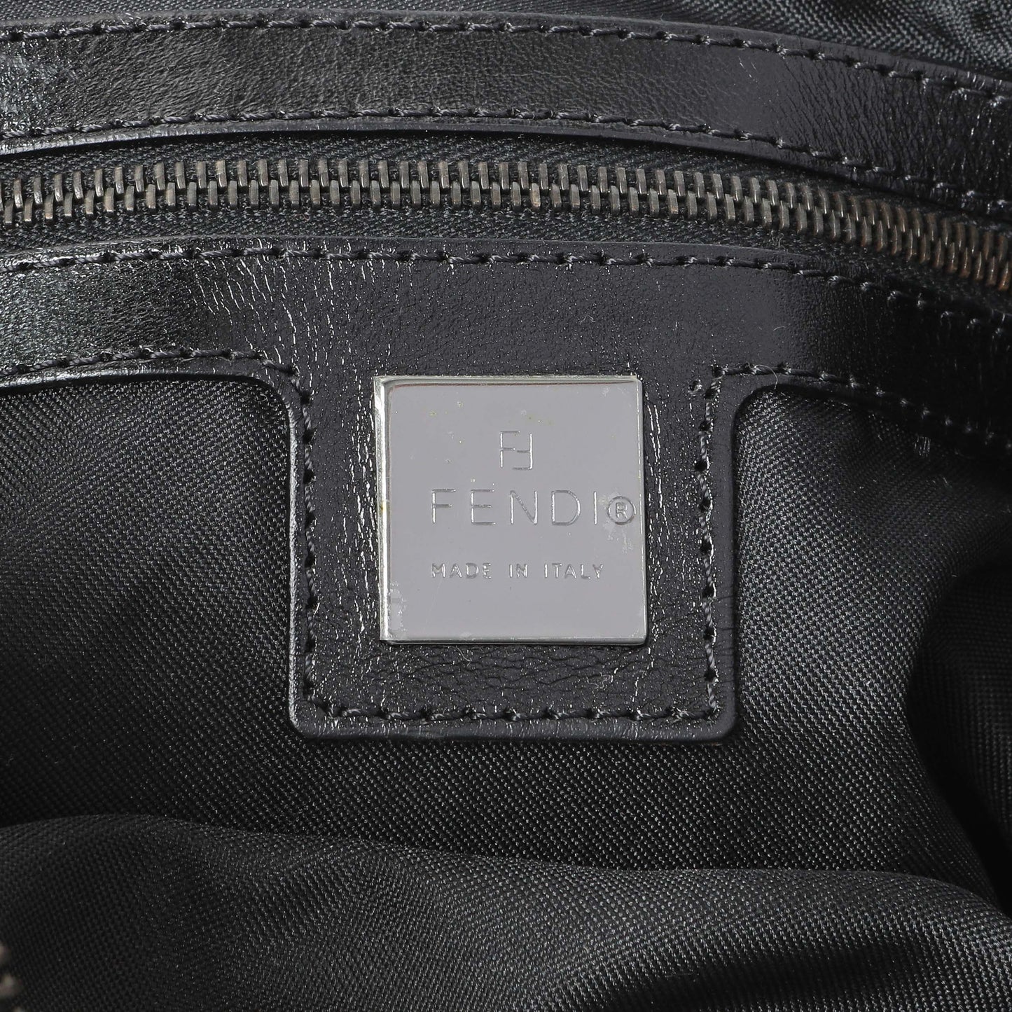 Exclusive Fendi Black Zucchino Canvas Bagette Shoulder — Detail View