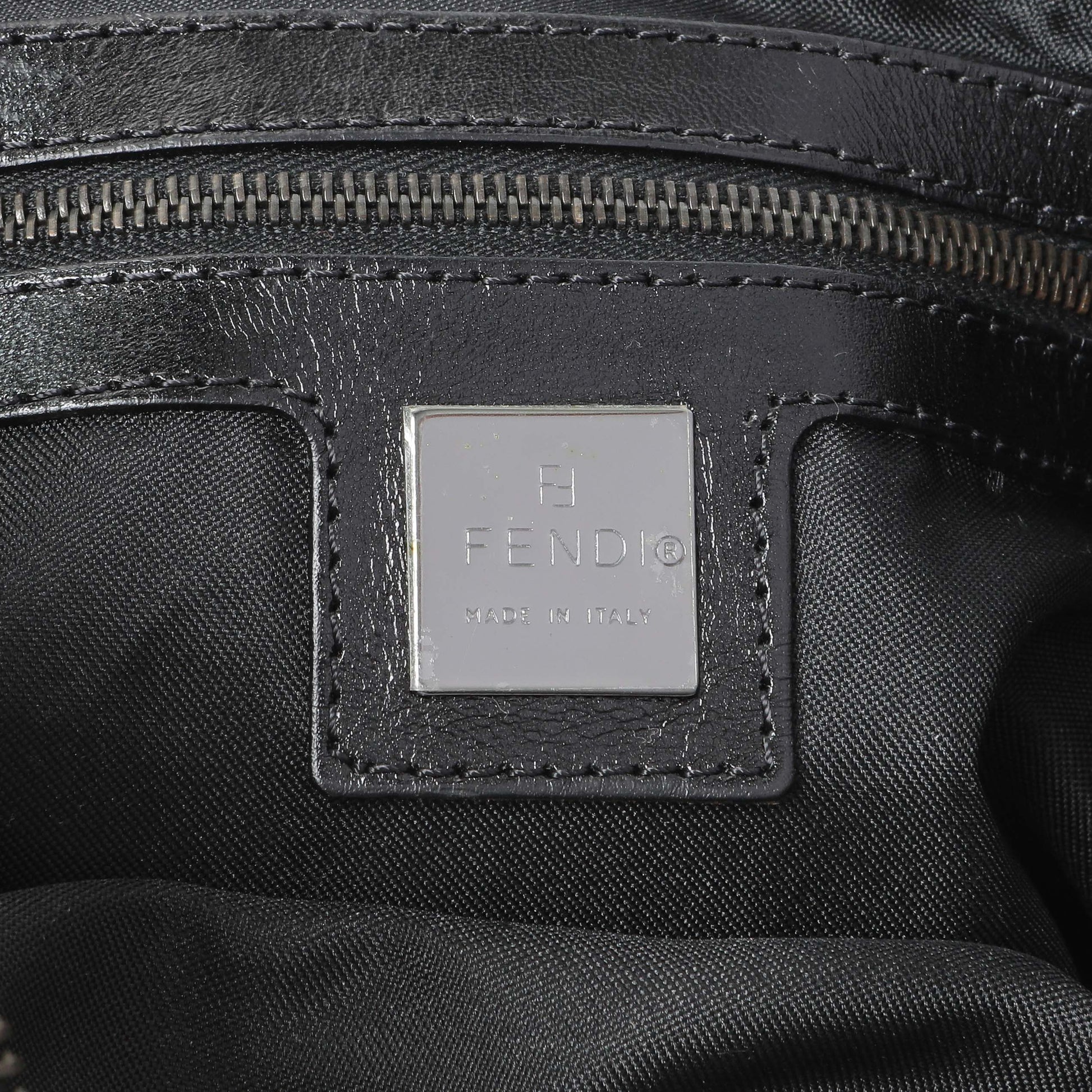 Exclusive Fendi Black Zucchino Canvas Bagette Shoulder — Detail View