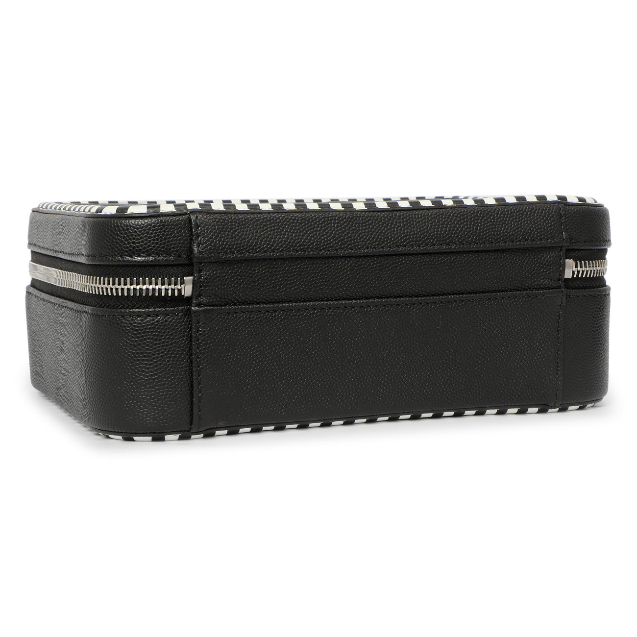 Exclusive Chanel Black Quilted Caviar Striped Medium CC Filigree Vanity Case — Back View