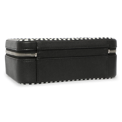 Exclusive Chanel Black Quilted Caviar Striped Medium CC Filigree Vanity Case — Back View