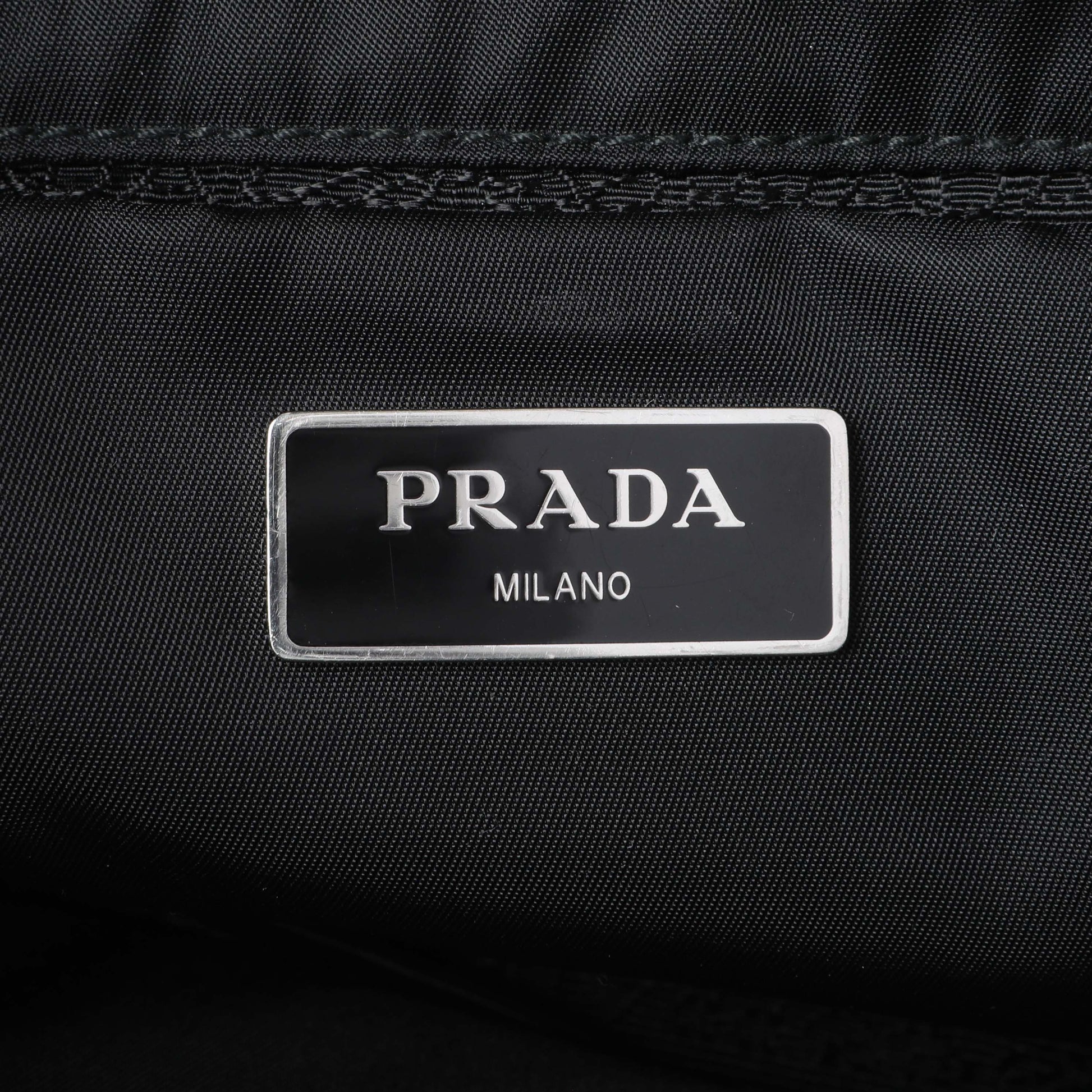 Exclusive Prada Black Re-Nylon Padded Double Handled Zip Tote — Detail View