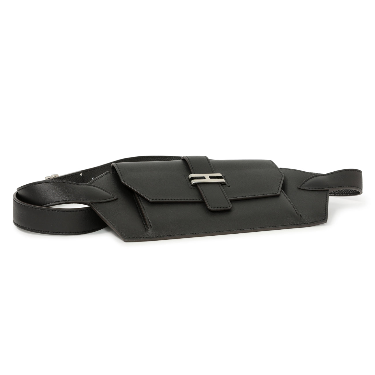 Exclusive Hermes Black Swift Elan Pocket Belt Bag — Back View