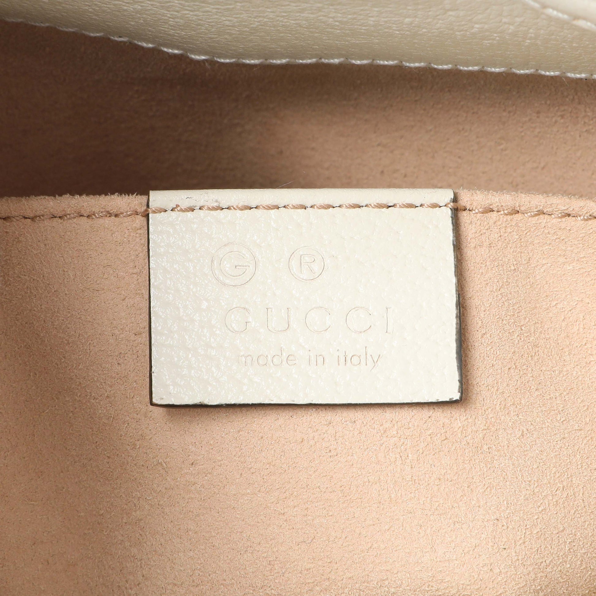 Exclusive Gucci Glazed textured Calfskin Web Small Ophidia Bucket Bag — Detail View