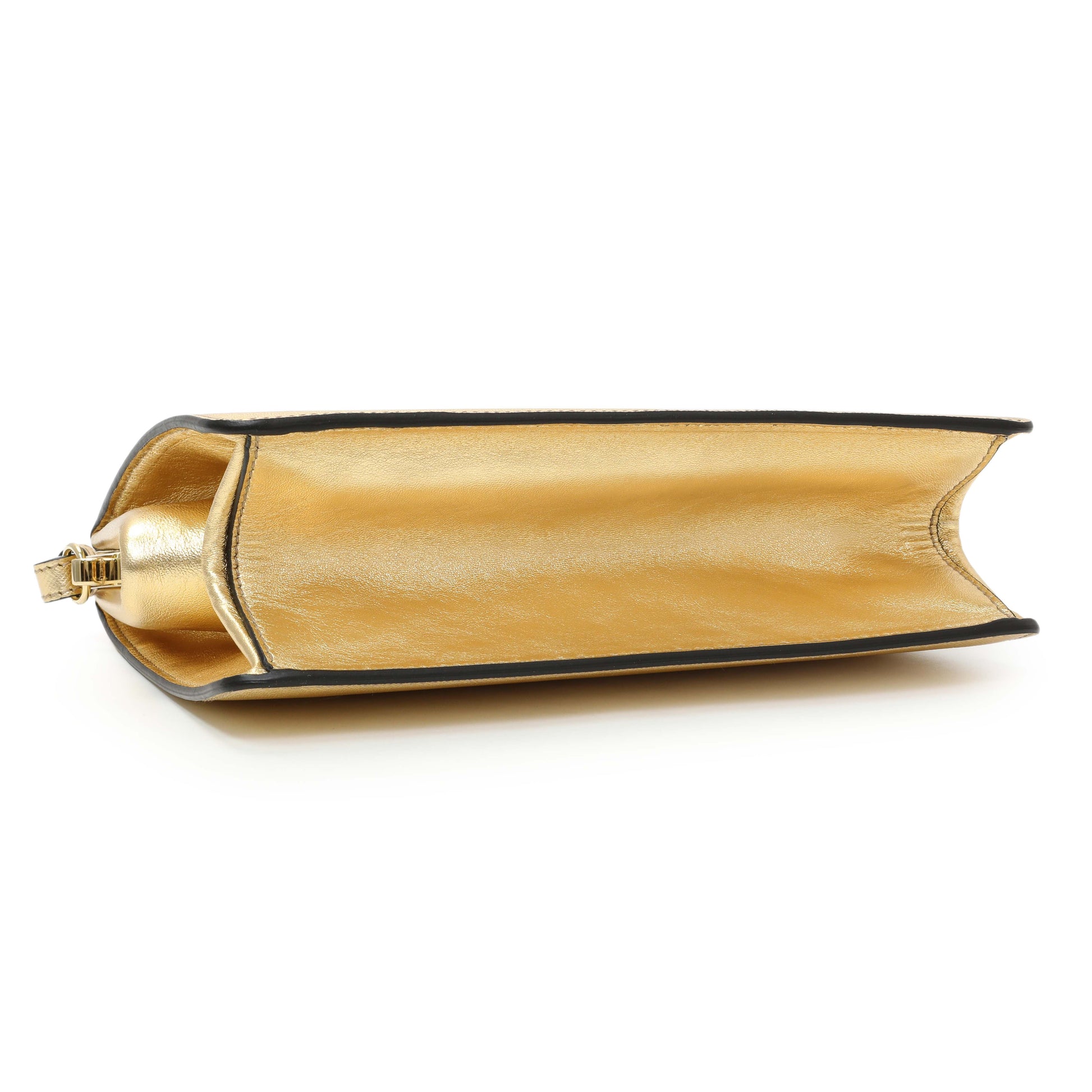 Exclusive Prada Gold Saffiano Frame Shoulder Bag — Back View