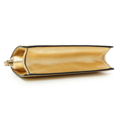 Exclusive Prada Gold Saffiano Frame Shoulder Bag — Back View