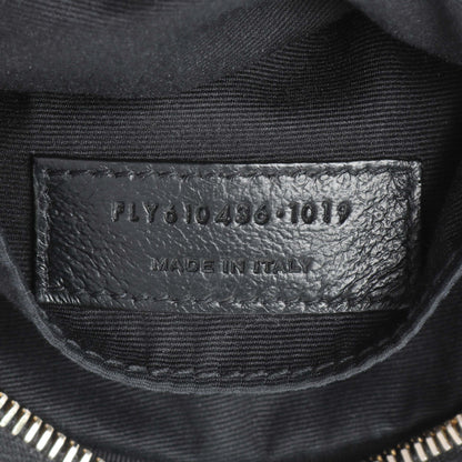 Exclusive Saint Laurent Black Chevron Quilted Grain de Poudre Round Camera Bag — Lifestyle View